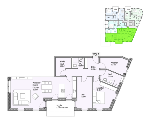 Grundriss Wohnung 7 – Penthouse