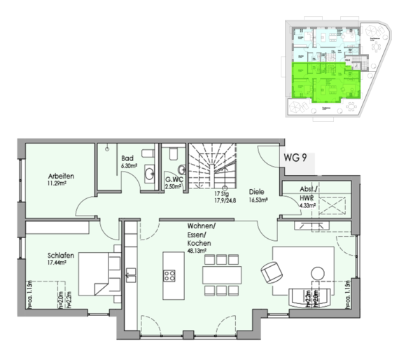 Grundriss Wohnung 9 – Penthouse